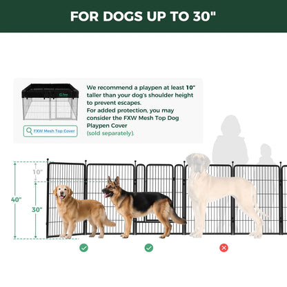 FXW Rollick Unleashed Dog Playpen for Indoor, Yard, RV Camping, 40"/45"/50" Height, 8/16 Panels for Medium and Large Dogs, Black/White│Patented,Summervibes