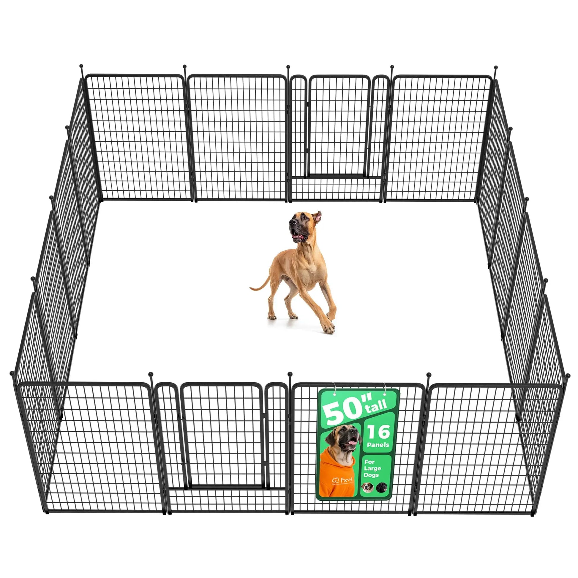 FXW Rollick Unleashed Dog Playpen for Indoor, Yard, RV Camping, 40"/45"/50" Height, 8/16 Panels for Medium and Large Dogs, Black/White│Patented,Summervibes