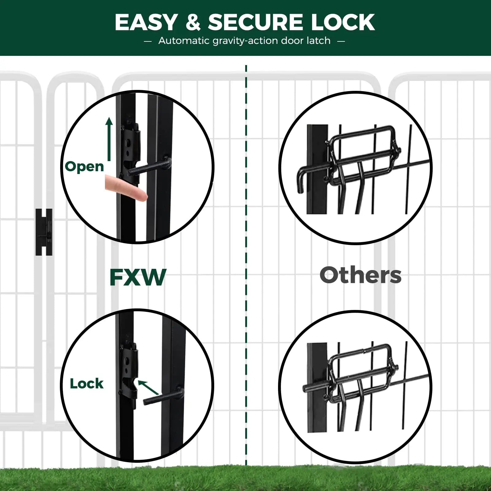 FXW Rollick Unleashed Dog Playpen for Indoor, Yard, RV Camping, 40"/45"/50" Height, 8/16 Panels for Medium and Large Dogs, Black/White│Patented,Summervibes