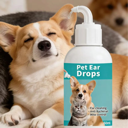 Cat and Dog Ear Cleaner Alcohol-Free Dog Ear Wash to Help Soothe Itchiness and Cleans the Ear Canal from Debris and Buildup That May Cause Infection for Dogs and Cats of All Ages[60Ml]