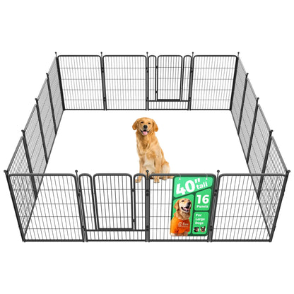 FXW Rollick Unleashed Dog Playpen for Indoor, Yard, RV Camping, 40"/45"/50" Height, 8/16 Panels for Medium and Large Dogs, Black/White│Patented,Summervibes